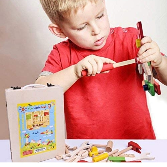 FUN LITTLE TOYS New Tool Kit for Kids Wooden Tool Box with 43 pieces. - Picture 10 of 10